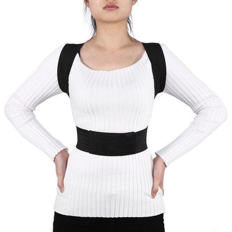 Correcteur de posture dorsal lombaire réglable, ceinture de maintien épaules et dos respirante, taille M, soutien lombaire ajustable, bande correctrice posture homme femme (1/5)