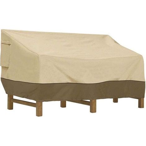 Housse de protection de banc, housse de banc de jardin en tissu Oxford imperméable, housse de banc d'extérieur, protection UV, housse de canapé coupe-vent – Blanc cassé 210D : 147 × 83 × 79 cm (1/4)