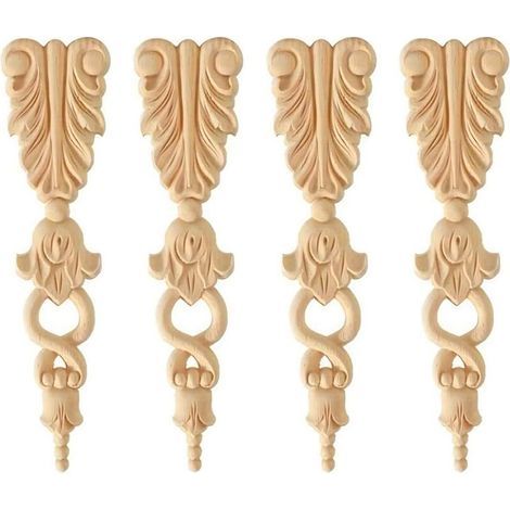 Set di 4 strisce decorative in legno, applicazioni intagliate, oggetti decorativi, adesivi scultorei, ornamenti per mobili (1/5)