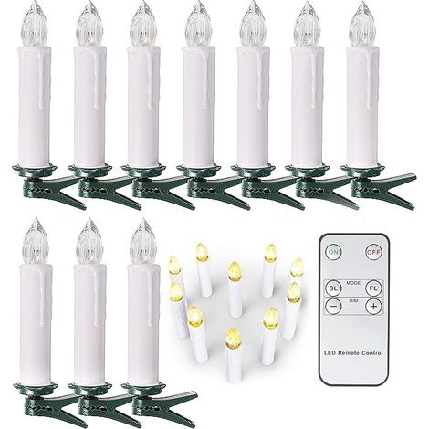 Bougie Chandelier LED Decorative, Lot de 10 Fausse Bougies à LED Flamme Vacillante Cire Bougie Electrique avec Télécommande pour Decoration Noel