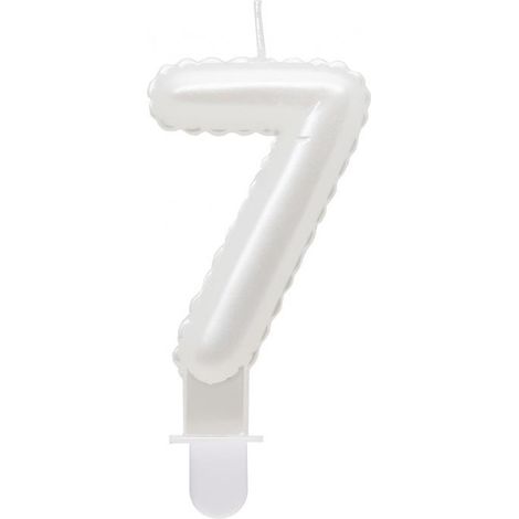 Kerze Nummer 7 Seven Pearl White 7cm (1/3)