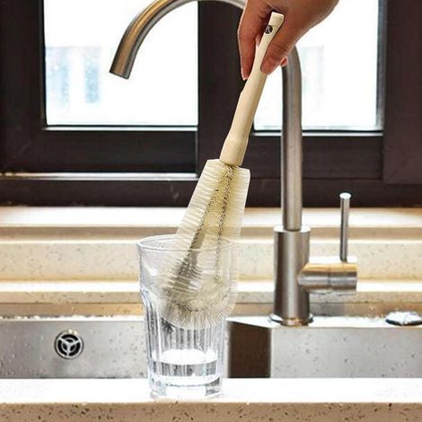 Cepillo para botellas - Cepillos de limpieza para botellas Cepillo de limpieza de botellas 360° - Limpiador de botellas para tazas, vasos, jarras, copas de vino y vasos (1/5)