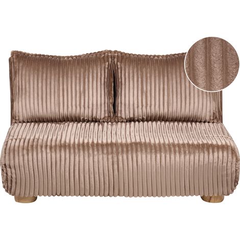Sofá cama 2 plazas con tapizado de pana patas de madera sin reposabrazos para niños marrón claro Abisko (1/5)
