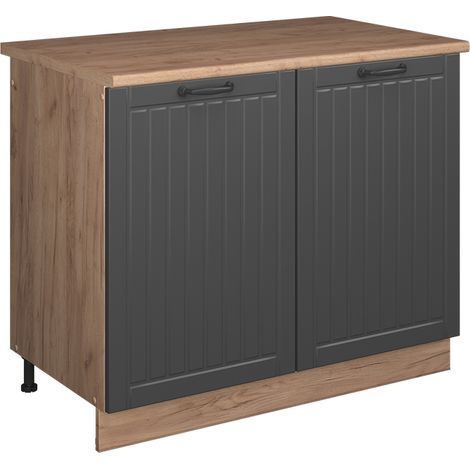 Mobile lavello cucina Fame-Line, Grigio scuro/Rovere dorato, 100 cm, PL Rovere, Vicco (1/5)