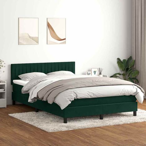 Boxspringbett mit Matratze & LED Dunkelgrün 160x220 cm Samt