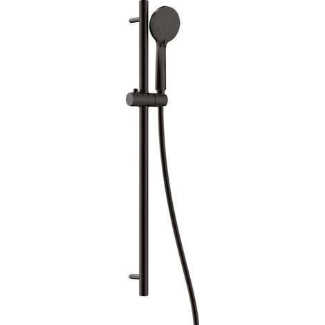 Set doccia con barra di scorrimento e doccetta tonda 3 funzioni finitura nera - Stapol