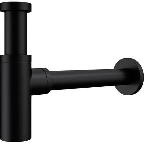 Siphon rond pour lavabo 50x33x24cm, gobelet noir, piège à odeurs, fixation tube de lavabo, design élégant (1/5)
