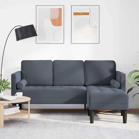 Ecksofa Dunkelgrau 173x131cm Samt Wasserdicht 4-Sitzer Modern (1/5)