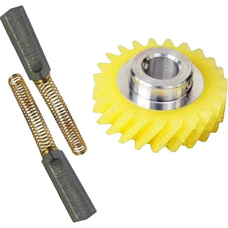 Roue de rechange à vis sans fin W10112253, installation facile, pour robot pâtissier et mixeur de cuisine. Accessoire robuste.-Gear and 2 Brush (1/5)