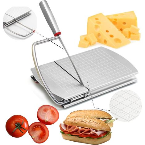 Trancheuse à fromage en acier inoxydable avec lame, planche à découper multifonctionnelle pour fromage, taille précise, convient pou (1/5)