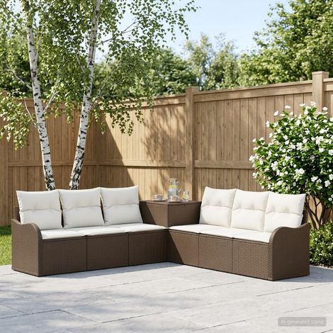 Set di divani 7 pz Marrone e Bianco Crema 121 x 62 x 69 cm vidaXL (1/5)