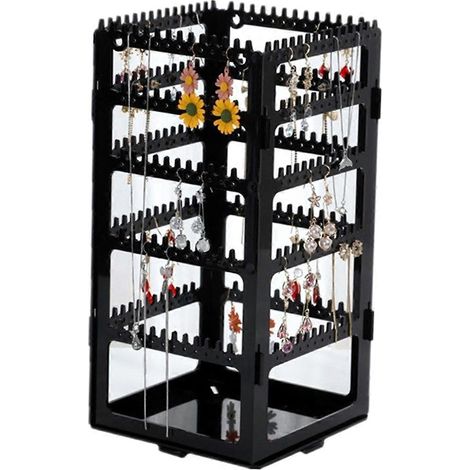 Présentoir à bijoux rotatif, support de rangement pour boucles d'oreilles, boîte de rangement portable pour accessoires d'oreilles, présentoir à colliers suspendu (1/5)