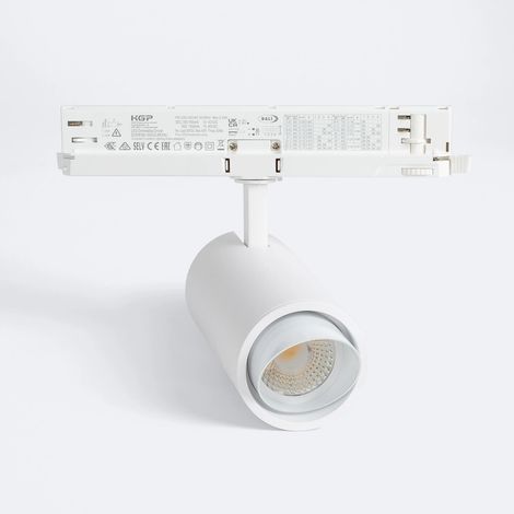 Faretto LED Fasano Bianco 30W Cilindro Obliquo Regolabile DALI CCT Selezionabile per Binario Trifase (2700K - 3200K - 4000K) Selezionabile
