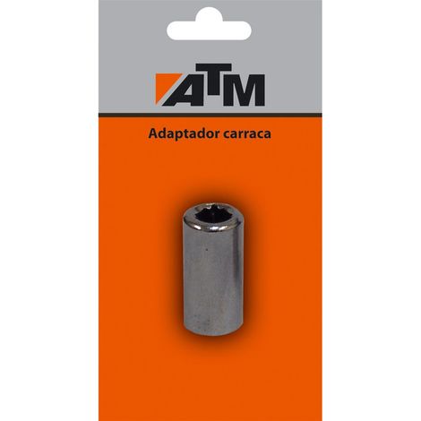 Adaptateur à cliquet de marque ATM avec hexagone 1/4" et longueur de 25 mm.