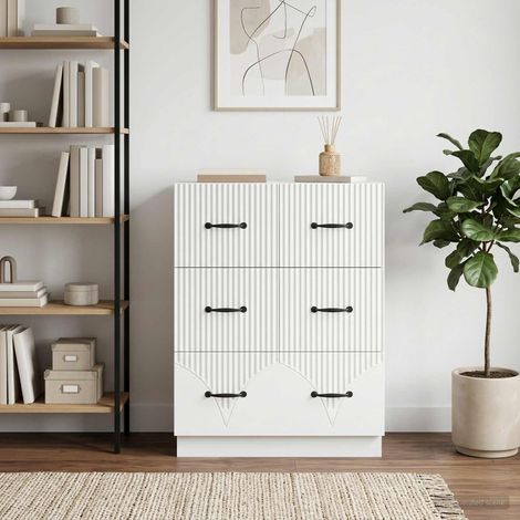 vidaXL Mobile con Cassetti Bianco 66 x 34,5 x 87 cm (1/5)