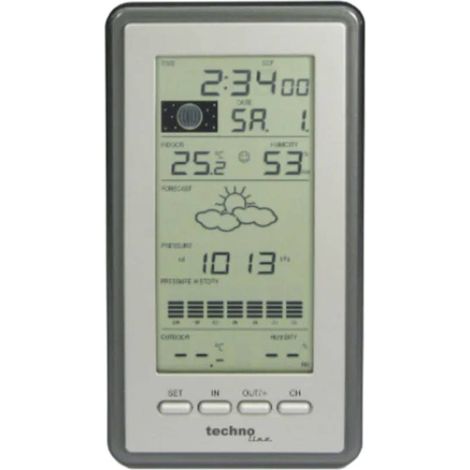 Station météo numérique radiopilotée – Affichage température intérieure/extérieure – Humidité – Prévisions météo – Capteur extérieur inclus – Technoline