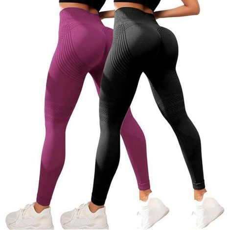 Lot de 2 Legging Anti Cellulite Femme Compression 3D Minceur Leggings Push Up Femme Taille Haute Push-Up,Noir vin