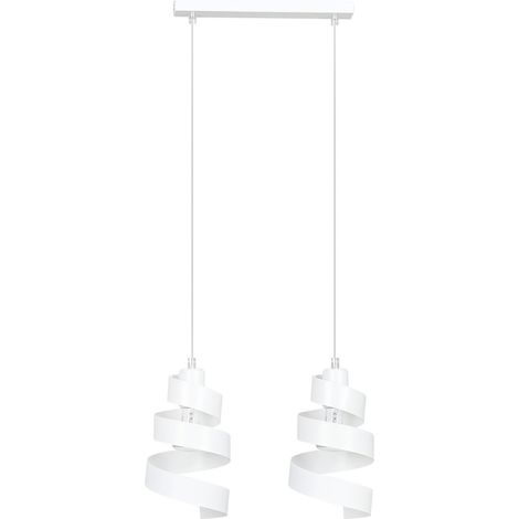 Lampadario Moderno 2 Luci Saga In Acciaio Bianco Con Fasce A Spirale (1/5)