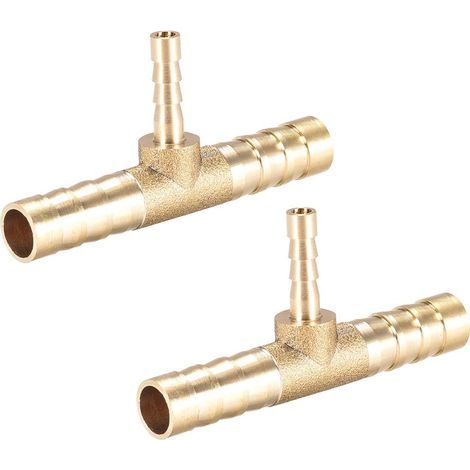 8mm x 4mm x 8mm Raccord Cannelé Tuyau Laiton Réducteur Barbelé Forme T 3 Voie Barbelé Connecteur Air Eau Carburant Gaz 2Pcs (1/3)