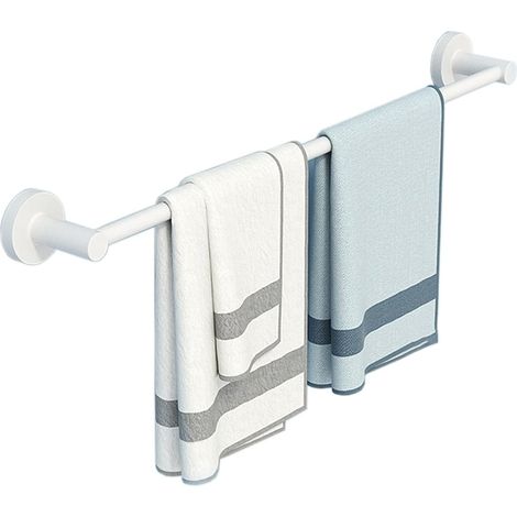 Porte-serviettes mural blanc pour salle de bain, barre en acier 60 cm (1/5)