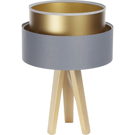 Lampe à poser élégante effet satiné gris et or intérieur lumineux - Gris satin avec intérieur doré (1/5)