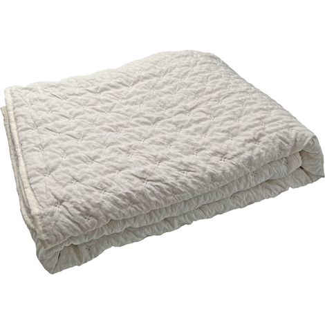 Edredon ou jeté de lit matelassé microfibre Naturel 220x240 cm (1/3)