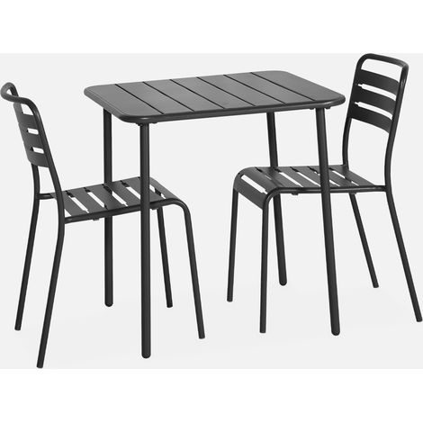 Set tavolo da giardino in acciaio con 2 sedie, 70cm