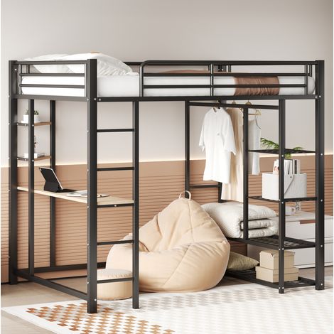 Bett Hochbett mit Tisch und Stauraum 140x200 HAVRYA (1/5)