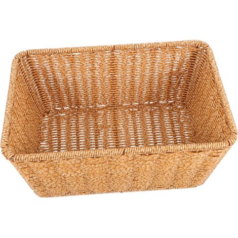 Panier à Fruits en Plastique et Fer, Corbeille de Rangement Tissée Imitation Rotin, Panier Haut et Étroit Cuisine et Supermarché, Snacks (1/5)