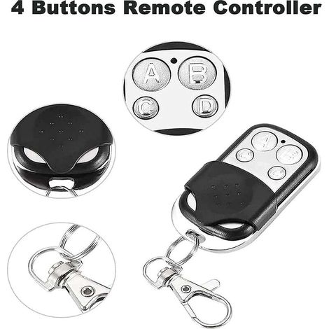 CREA Lot de 3 télécommandes universelles pour portail automatique, fréquence 433,92 Mhz, code fixe, 4 boutons pour contrôler jusqu'à 4 portes