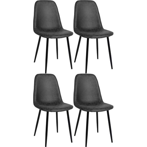 Lot de 4 chaises de salle à manger design moderne avec pieds en métal noir assise PVC noir 100001823 (1/5)