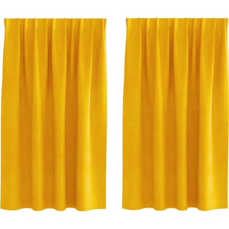 Rideaux occultants 2 pcs Jaune moutarde 140 x 140 cm Velours