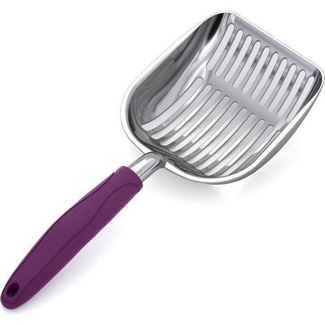 Cuillère de litière pour chat, couleur violette, 28 cm 10,8 cm 3,5 cm, 1 cuillère moyenne en aluminium métallique, bac à excréments pour chat (1/4)