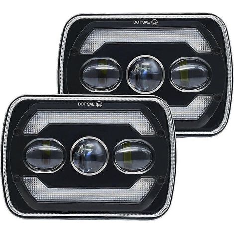 Phares LED 5x7, phares 7x6 de 180 W avec clignotants jaunes et feux de jour blancs pour camions YJ et XJ (H6054, H5054, H6054LL). (1/5)