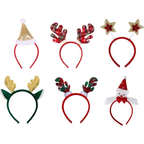 Headband De Noel - Bonnet Pere Noel Et Oreilles Elfe - Accessoire De Fete Pour Adultes Et Enfants - Lot De 2 (1/5)