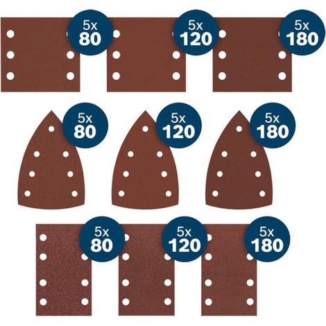 Bosch EXPERT C430 Set de papiers abrasifs, 115×107/100×150/80×133 mm : K80,5/120,5/180, 45 pcs (1/5)