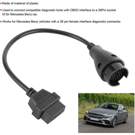 Cavo diagnostico da 38 pin a OBDII OBD2, connettore adattatore a 16 pin adatto per Mercedes Benz -Crezuo