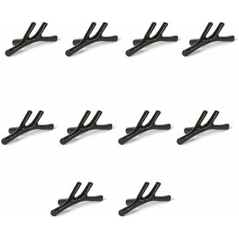 Lot de 10 boutons de porte vintage en alliage de zinc en forme de branches pour placard, tiroir, placard, meuble de cuisine, chambre à coucher (noir) (1/5)