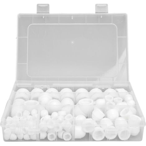 160 Pièces Cache-Écrous Hexagonaux Assortis M4 M5 M6 M8 M10 M12 - 6 Tailles - Blanc