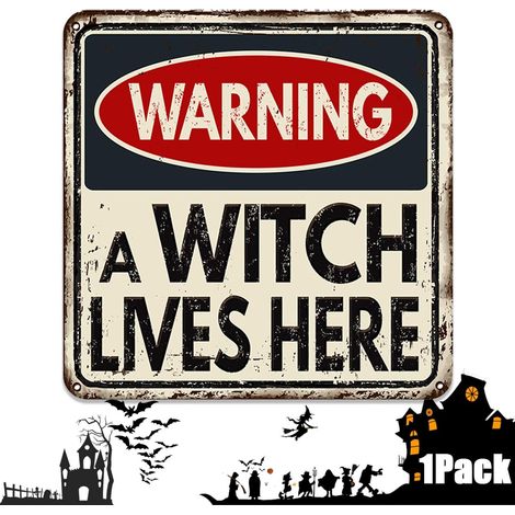Halloween-Dekoration Warnschilder Horror-Party Hexen-Warnschild für Garten, Haus, Innentür, Fenster, Bar, Wand, Spukhaus-Mottopartys Dekoration 30x30 cm (1/4)