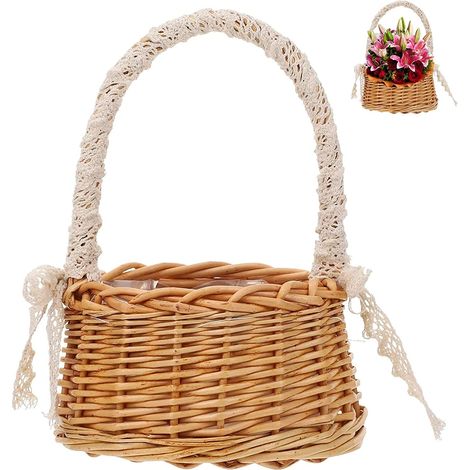 Panier à Fleurs En Osier Et Rotin Enfant Panier d'Enfant De Fleur De Mariage Panier Fait Main Panier Rotin En Osier Panier En Osier Tressé Pour La Décoration Table Mariage Décoration Style Campagnard (1/5)