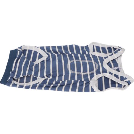 Combinaison de récupération pour chien extensible, respirante, à col ajustable et rayures, idéale après une chirurgie abdominale (taille L). (1/5)