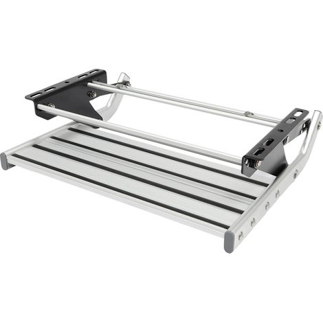 Escalón retráctil para caravana, capacidad de 150 kg, color plata. (1/2)