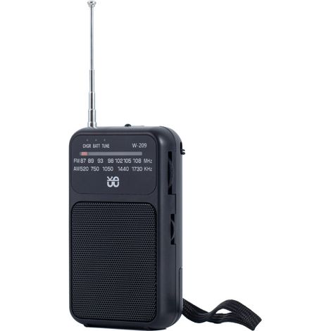 Radio transistor de poche (noire), chargement USB-C, prise casque, avec clip et cordon inclus (1/5)