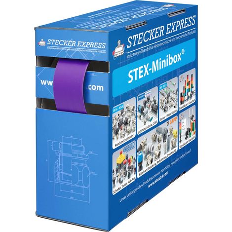 STEX24 Schrumpfschlauch 2:1, Minibox mit 4,6m, violett 16,0/8,0mm, 5/8 Zoll, WSB2 Schrumpftemperatur mind. 70°C, vollständig bei mind. 100°C - 1 Stück (1/2)