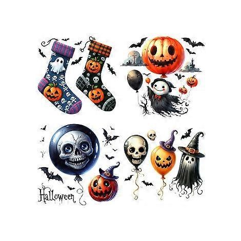 Halloween-Totenkopf-Kürbis-Wandaufkleber 2024