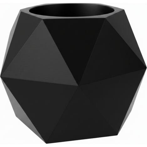 Hängender Blumentopf mit schwarzer, geometrischer Pflanzenabdeckung (1/3)