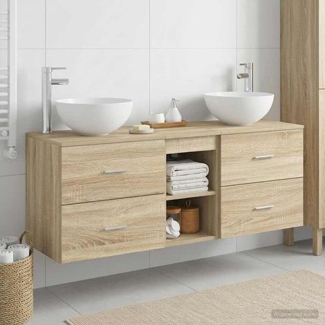 vidaXL Bathroom Cabinet Set 3 pcs Sonoma Oak 129 x 35 x 80 cm (1/5)