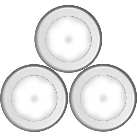 Lot de 3 lampes de nuit murales LED ultra-lumineuses à détecteur de mouvement magnétique, sans fil et fonctionnant sur piles, avec adhésif double face, pour couloirs, placards et armoires. (1/5)