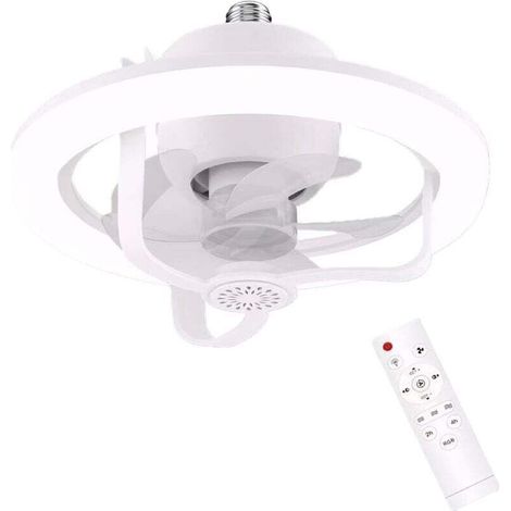 Ventilateur de plafond 50W avec éclairage LED, télécommande et tête inclinable à 360° (1/4)